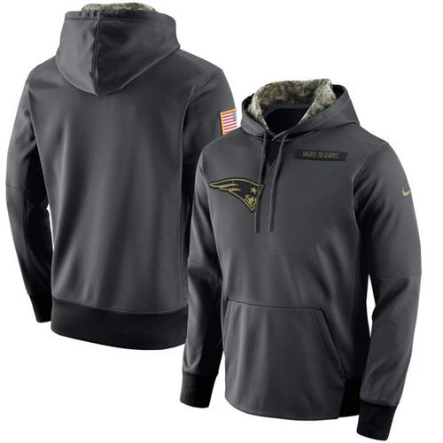 Men's New England Patriots Nike Anthracite Salute to Service Player Performance Hoodie